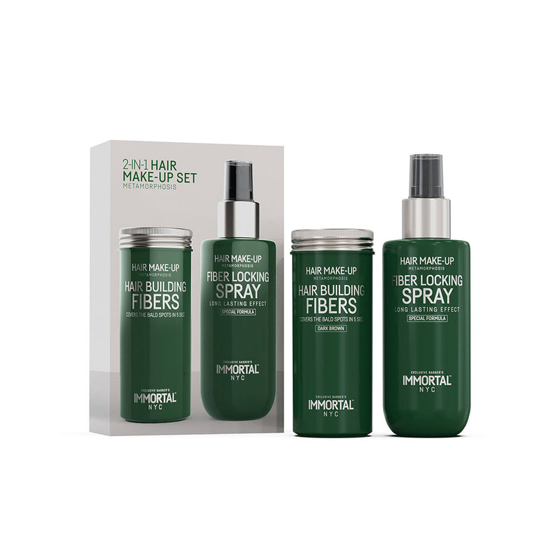 Immortal NYC Hair Building Fibers 20g & Fibers Locking Spray 150ml 2 In 1 Set – Black